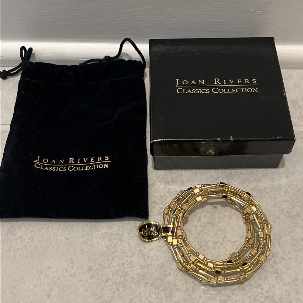 Ten Row Joan Rivers Memory Wire Gold Tone Wrap Bracelet NWT with Velvet Bag